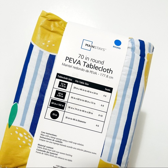 Mainstays 70 Inch Round Lemon & Stripes Table Cloth - Picture 6 of 6